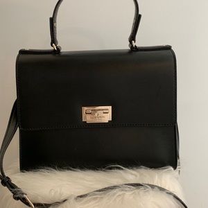Kate spade black leather handbag crossbody flap